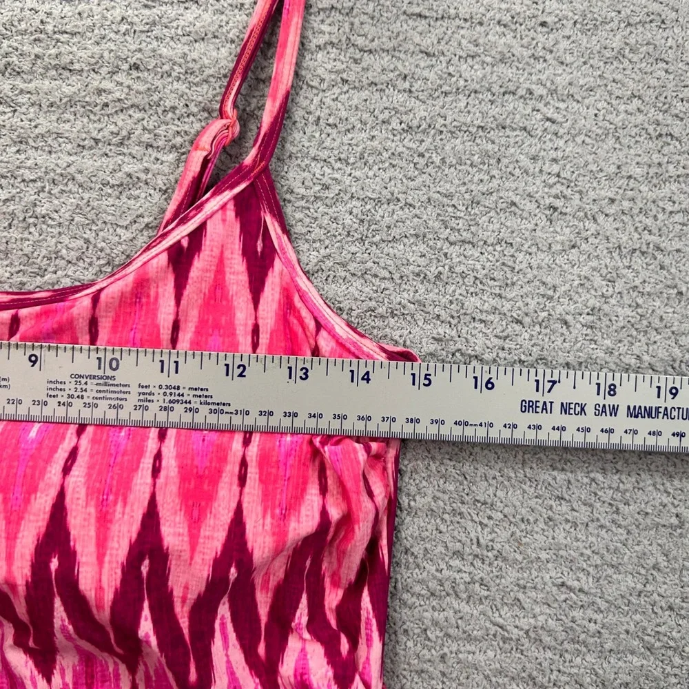 Beach House Tankini Top Ikat Ruched Pink 8 Boho Tropical Resort Swimwear Tankini